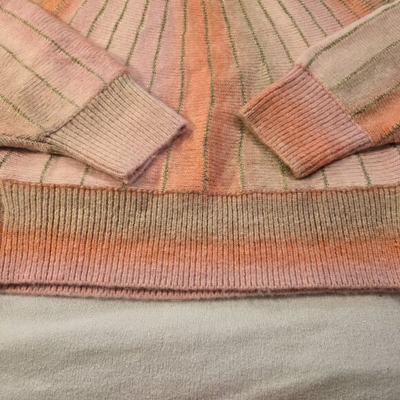 Molly Bracken Med Metallic Orange Gold Pink Sherbet Ombré Batwing Sleeve Sweater - Picture 11 of 15